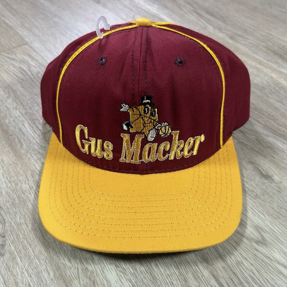 VTG Gus Macker Snapback Hat Deadstock The Game Red Yellow Cap Made in USA